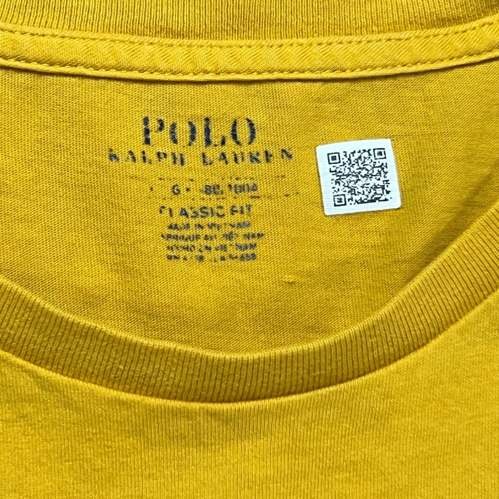 Retro Polo Ralph Lauren Classic Fit Jersey Pocket T-shirt Yellow Large L - Picture 2 of 9
